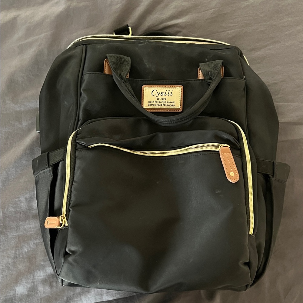 Black diaper bag backpack